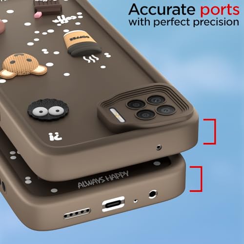 Image of Pikkme Back Cover for Oppo F17 | Cute Fun Cartoon 3D Bear Silicone Full Body Protection Bumper Case (Brown)