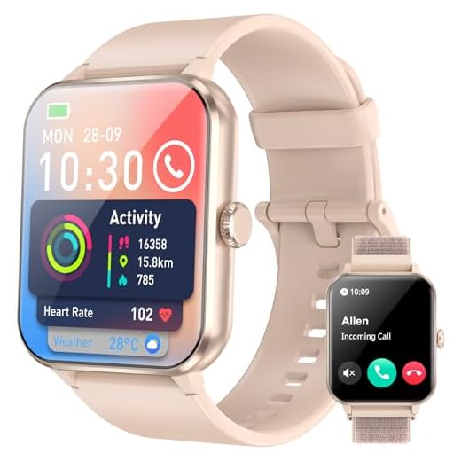 IOWODO Montre Connectée Femme Homme,Smartwatch, 100+ Modes Sports, Appel Bluetooth, Écran 1.85", Cardiofréquence/Oxymètre/Analyse Sommeil, Montre Connectée pour Android/iOS (Rose)