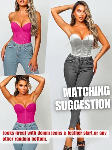 Image of ChiaoLezhee Heart Corset Top For Women, Sexy Concert Outfits Going Out, Strapless Crop Top, Overbust Bustier