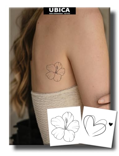UBICA Semi Permanent Flower Tattoo, Minimalist Tattoos Waterproof 2 Pcs