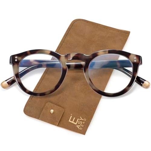 Image of EASY READ Blue Light Blocking Glasses for Women,Retro Round Anti Eyestrain Computer Eyeglasses for Women with Spring Hinge