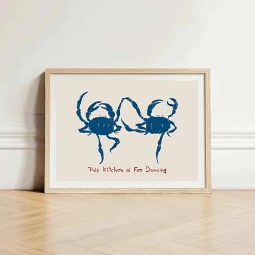 Crabe coloré dansant impression sur toile avec cadre rétro 20x30