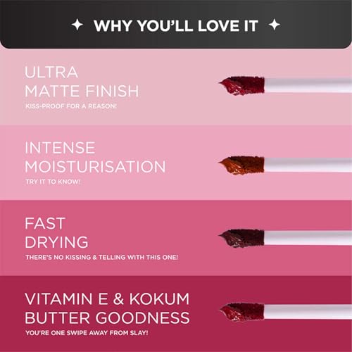 Image of Bella Vita Organic Mini Kiss Proof Liquid Lipstick Gift Set of 4x2ml | Smudge & Transfer-Proof | Intense Moisturisation | Just Nude, Berry Nude, Mocha Madness, Cherry Pop | Lipstick Combo Set