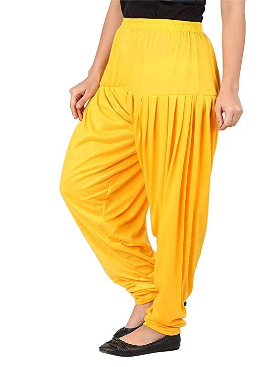Image of Ultra Soft Rayon Viscose Solid Attractive Pleated Pattern Casual wear Patiala Pants for Womens