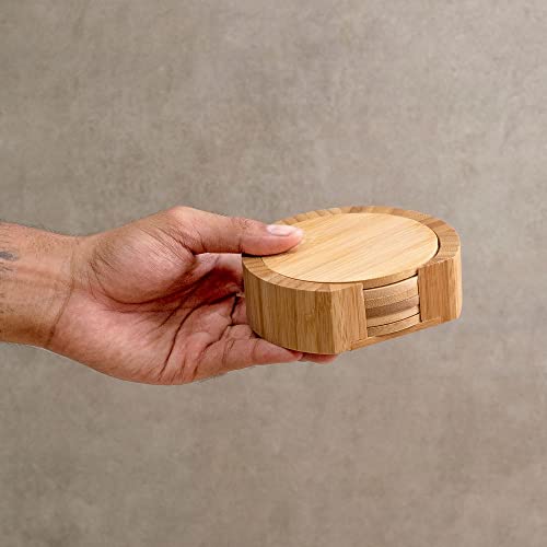 Oikos - Jogo de Porta Copos Redondo em Bambu 6 Peças