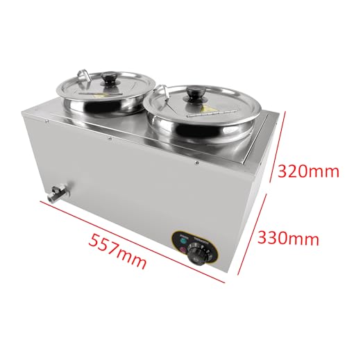 MOOTACO Bain Marie Speisenwärmer Wasserbad Gastro aus Edelstahl, 11Lx2, Behälter mit Deckel, Buffetwärmer, verstellbar 30 °C – 85 °C, – Bild 5