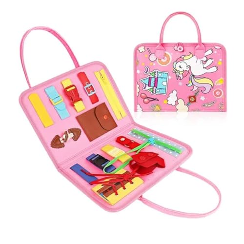 Image of Breatoi Toddlers Busy Board,Sensory Boards For Autism Toys,Interactive Educational Toys 2+ Years Old Girls Boys Learn To Dress,Fine Motor Skills Travel Toys For Airplane Or Car (Unicorn),Multicolor