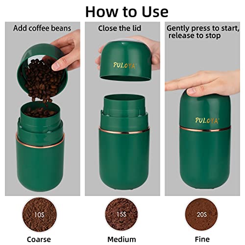 Puloya Coffee Grinder Electric For Beans, Spices, Herbs, Grains And Nuts, Stainless Steel Blades, 2.8 Oz, Green #TOP5