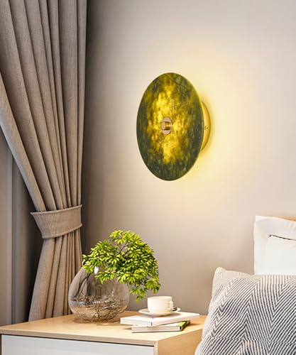 Aplique de pared con luz cálida antirreflejos de alabastro redondo 5