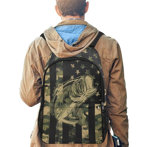 M YESCUSTOM Camo Backpack Black Army Green Fish Backpacks Lightweight Multipurpose Daypack Cute Casual Men Travel Hiking Back Pack2