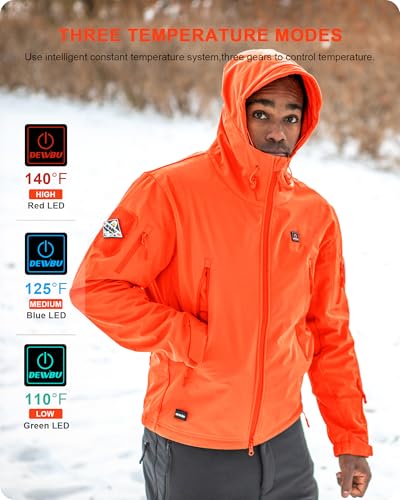 Image of DEWBU Heated Jacket for Men with 12V Battery Pack Winter Outdoor Soft Shell Electric Heating Coat