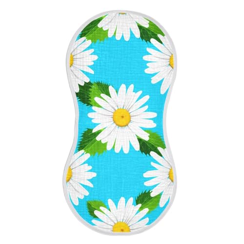 2 Pack White Flowers Muslin Burp Cloths Cotton Absorbent Baby Burping Rags for Boys Girls Soft Newborn Burp Bibs, 22 x 11 Inch