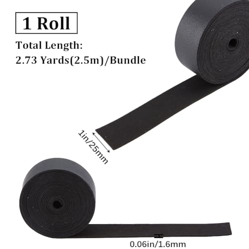 GORGECRAFT 25mm Wide Black Leather Strap 98 Inch Long Flat Leather Cord 1.6mm Thick Imitation Leather Strips Threads Strings for DIY Crafts Guitar Belt Handles Making Braiding Ropes Tooling Workshop - Image 2