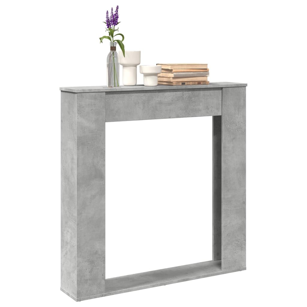 Homgoday Kaminumrandung Kaminverkleidung Kaminkonsole Deko Kaminrahmen Kamingehäuse Dekokamin Wohndekoration Kaminsims Dekokamin für Wohnzimmer Betongrau 100x20x100 cm Holzwerkstoff