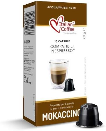 Mokaccino Italian Coffee Flavored drink pods compatible only with Nespresso machines (120 capsules)