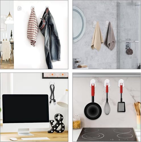 20 Stück transparente selbstklebende Wandhaken zum Aufhängen, kleine Kunststoff-Haken, transparente Acryl-Klebebügel für Wände, keine Schäden, temporäre Wandhaken für Badezimmer, Küche, Zuhause,