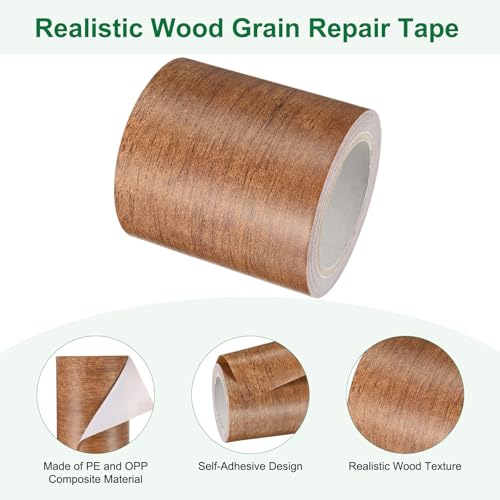 Image of M METERXITY 1-Roll Wood Grain Repair Tape, 2.24in x 15ft Textured Realistic Self-Adhesive Wood Floor Tape Contact Paper for Furniture /Floors /Home [Natural Mahogany]