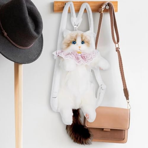 Image of Cute Plush Cat Sling Bag for Girls and Kids, Soft Faux Fur Kitty Crossbody Handbag with Adjustable Strap, Lightweight Fashion Shoulder Bag