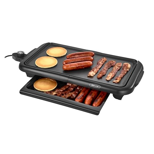 Comparison: Best Electric Griddle For Pancakes 11 bella Electric Griddle with Warming Tray - Smokeless Indoor Grill, Nonstick Surface, Adjustable Temperature & Cool-touch Handles, 10" x 18", Copper/Black
