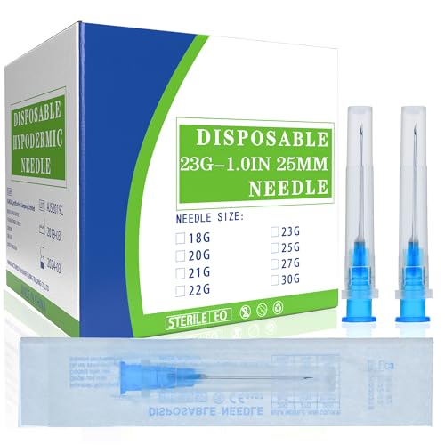 Image of 100 Pack 23G 1 Inch Lab Needls, Disposable Luer Lock Sterile Supplies