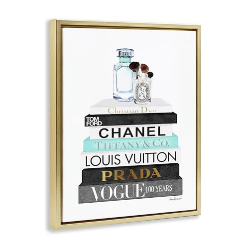 Image of 'Bookstack with Beauty Brushes'| Floating Frame Canvas Art