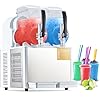 Huloretions Commercial Slushie Machine – Dual 4L Food-Safe PC Tanks, 370W Stainless Steel Frozen Drink & Margarita Maker, Self-Cleaning, for Restaurant/Cafe/Bar/Home – White, 4L*2 (7.2L), 370W