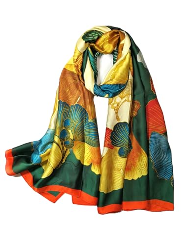 Shanlin Silk Feel Long Floral Satin Scarves for Women in Gift Box