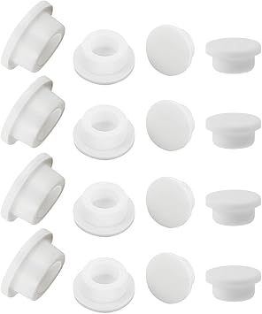 16-Pack Small Hole Plug Bottle Stopper,Silicone Stopper Replacement Plug for Salt and Pepper Shaker,Flower Pot,PipeWhite, Fit Hole 9mm,12mm,13mm,15mm