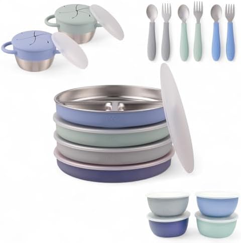 Elk and Friends Kids Stainless Steel Mealtime Bundle | 16 Pcs Din...