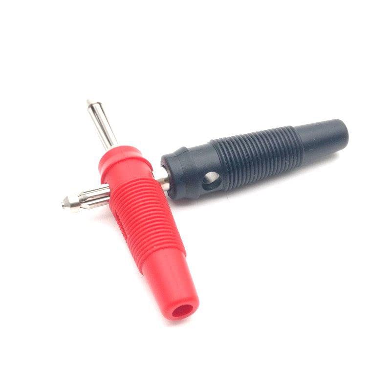 Lot de 2 paires de fiches bananes empilables sans soudure de 4 mm en cuivre rouge et noir