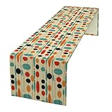 Mid Century Geometric Table Runner, Nordic Abstract Geometric Art Design Linen Table Runner for Party Kitchen Dining Banquet 13x36in