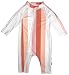 SwimZip Little Girl Long Sleeve Sunsuit with UPF 50 Sun Protection,Peach Stripe,12-18 Month