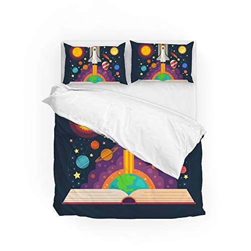 Parure de lit navette de l'espace bleu en polyester housse de couette