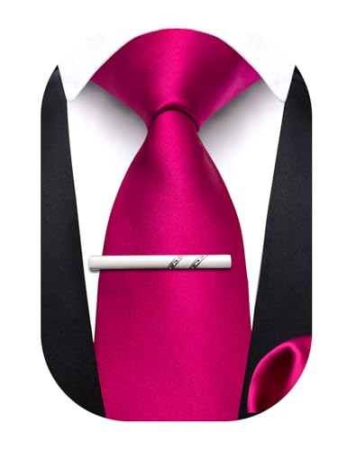 Image of Barry.Wang Boys Ties Pre-Tied Satin Solid Color Kids Tie Pocket Square Set Adjustable Formal Necktie Graduation School