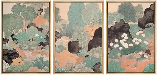 wall26 Framed Print Wall Art Set Vintage Japanese Garden Landscape