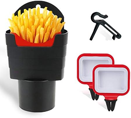 Sun-Mall Sauce Holder for Car,French Fry Holder for Car with Vent Dip Clip,Condiment Holder for Fast or Bumpy Driving,Ketchup Mini Car Sauce Holer,2 Pack