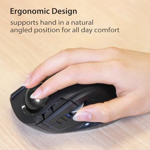 Image of ELECOM DEFT Trackball Mouse, 2.4GHz Wireless, Finger Control, 8-Button Function with Smooth Tracking, Ergonomic Design, Optical Gaming Sensor, Windows11, macOS (M-DT2DRBK)