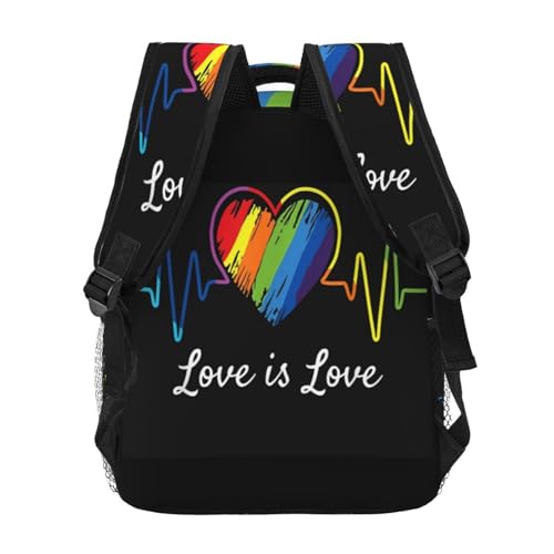 Love is Love Rainbow LGBT Gay Backpack Large Capacity Lightweight Casual Travel Sports Backpack 11.4X7.8X15.7 inch4