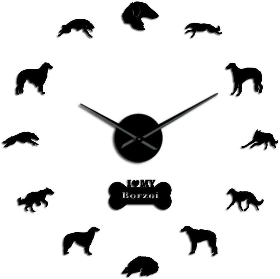 Horloge chien Borzoï grand format pour habiller le mur du salon