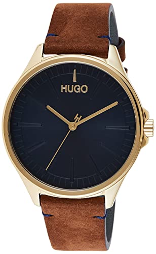 HUGO Montre Analogique à Quartz pour Homme avec Bracelet en Cuir Marron - 1530134