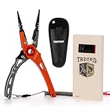 LureLite Pro Aluminum Fishing Pliers-Saltwater-Suitable Split Ring Tools with Fish Hook Remover- Fly Fishing Pliers with Braid Cutters, Sheath & Lanyard-Ideal Gifts for Men in Fishing
