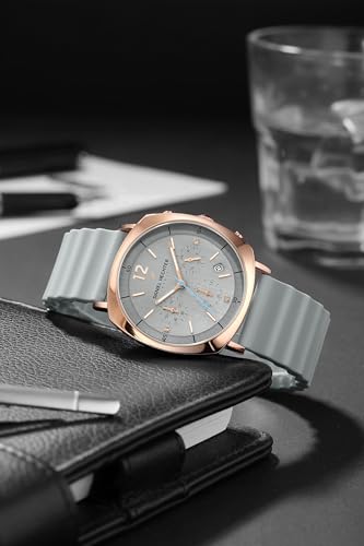 Image of Daniel Hechter Paris Cluny Collection Multifunction Watch for Men with Round Dial, Date Display Function, Quartz Movement and Wavy Pattern Silicon Strap - DHM1019