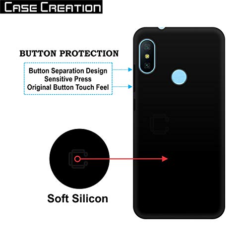 Image of Case Creation Compatible for Xiaomi Mi A2 Back case, Xiaomi Mi A2 Slim Flexible Smart Look case with 360 Camera All Angle Protection (Pure Black)