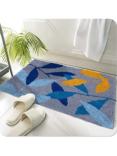 AAZEEM Bath Mat for Bathroom Entrance Soft Door Mat/Hotel Balcony Floor Carpet for Home Anti Skid mat for BathroomFloor Mats for Home Cotton Abstract Doormat 40x60cm (Light Blue) Rectangular
