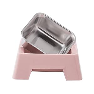 Royale Cat Square Stainless-Steel Pet Bowl Food Water Feeder Puppy Drinking Dish Cat Dog Feeding Food Bowls Pets Food Container Dog Accessories- 350 ml 1 Piece (Color May Vary)