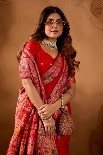 Bhagyavati Designer red banarasi silk saree – image 2