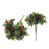 KESYOO 12 pcs Artificial Christmas Bush Holiday Holly Leaves Berries Leaves Christmas Wreath...