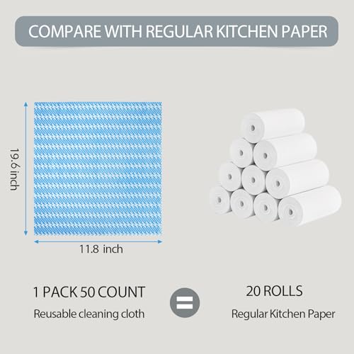 Disposable Dish Cloths,Multi use Reusable Cleaning Cloth,Machine Washable J Cloth,Heavy Duty Handy Cleaning Wipes 11.8" X 19.6" (50 Count) - Image 3