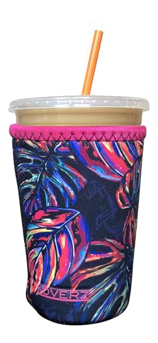 Image of Iced Coffee Sleeve, Insulated Neoprene Cup Sleeve, Fits a 24 Oz. Coffee Cup, Washable and Reusable, Iced Coffee Accessories, Medium Tropics