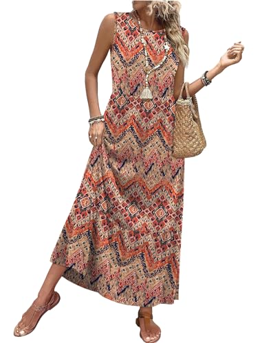 WIHOLL Summer Dresses for Women 2026 Casual Sleeveless Maxi Dress Long Flowy A Line Sundresses Beach Fashion with Pockets